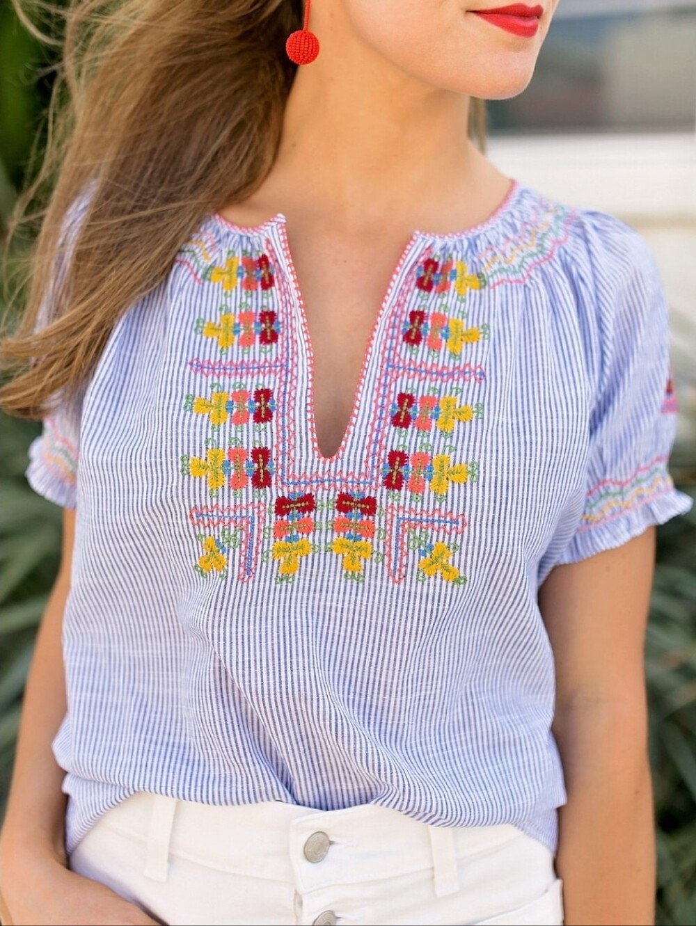 Madewell Embroidered Penny Peasant Top NWT S Small